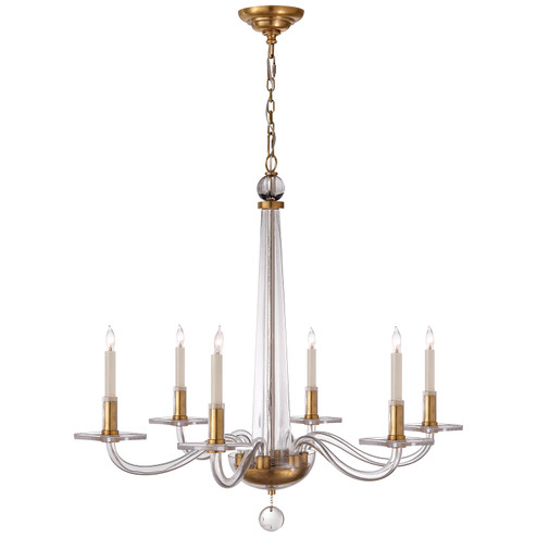 Bernardo Six Light Chandelier in Antique Brass and Clear Glass (268|CHC 1140AB)