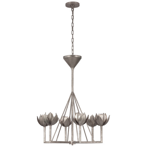 Alberto Six Light Chandelier in Burnished Silver Leaf (268|JN 5003BSL)