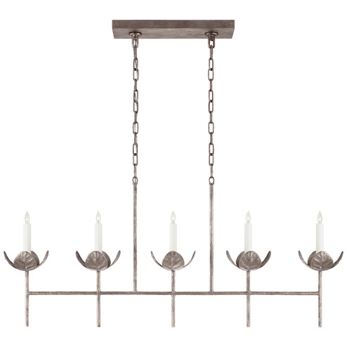 Illana Five Light Linear Chandelier in Burnished Silver Leaf (268|JN 5630BSL)