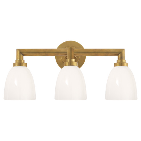 Wilton Three Light Bath Sconce in Hand-Rubbed Antique Brass (268|SL 2843HAB-WG) Wilton Three Light Bath Sconce in Hand-Rubbed Antique Brass (268|SL 2843HAB-WG)