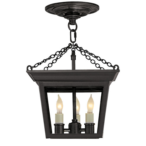 Semi Flush Cornice Three Light Semi-Flush Mount in Blackened Rust (268|SL 5870BR)