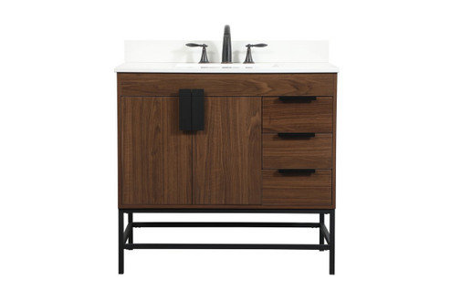 Eugene Single Bathroom Vanity in Walnut (173|VF48836MWT-BS)