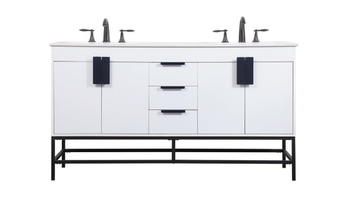 Eugene Double Bathroom Vanity in White (173|VF48860DMWH)