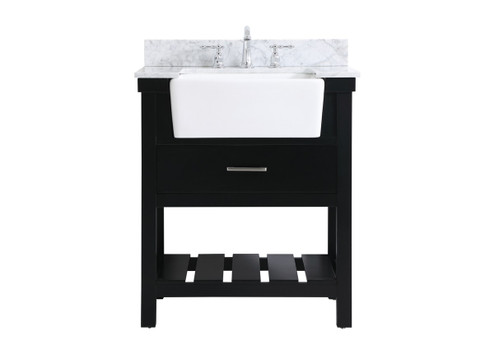 Clement Single Bathroom Vanity in Black (173|VF60130BK-BS)