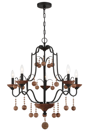 Colonial Charm Five Light Chandelier in Old World Bronze W/Walnut Acce (7|2665-723)