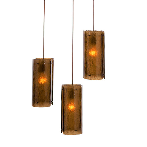 Textured Glass Three Light Pendant in Novel Brass (404|CHB0044-03-NB-SG-C01-E2)
