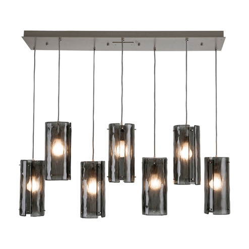 Textured Glass Nine Light Linear Pendant in Burnished Bronze (404|PLB0044-09-BB-FR-C01-E2)