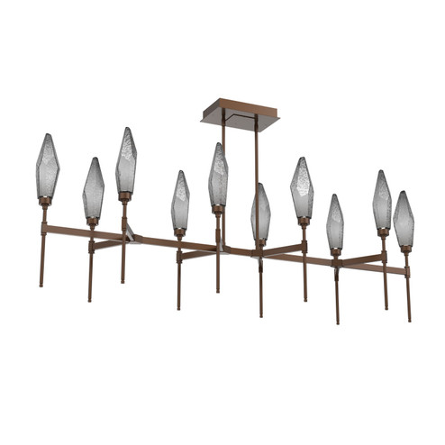 Rock Crystal LED Linear Suspension in Burnished Bronze (404|PLB0050-67-BB-CS-001-L3)