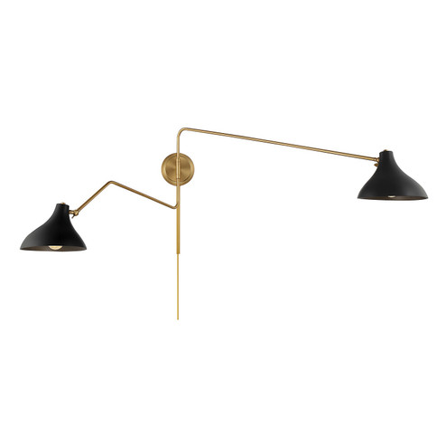 Two Light Wall Sconce in Matte Black with Natural Brass (446|M90088MBKNB)