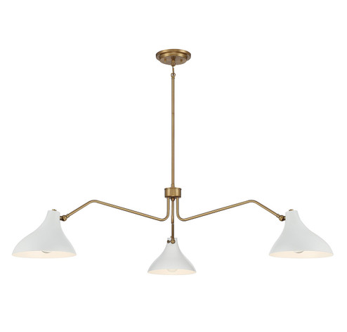 Three Light Pendant in White with Natural Brass (446|M7019WHNB)