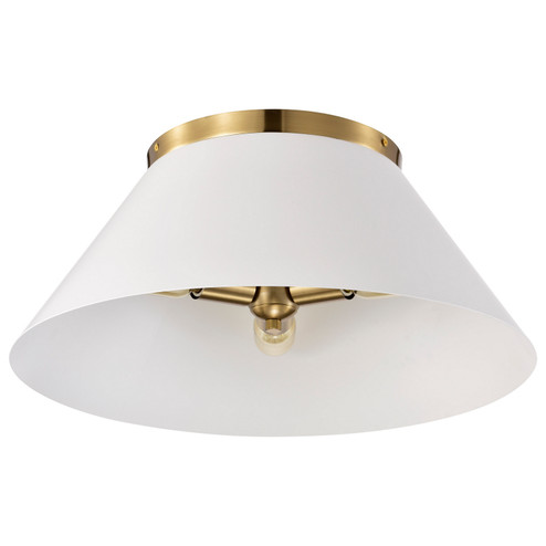 Dover Three Light Flush Mount in White / Vintage Brass (72|60-7421)