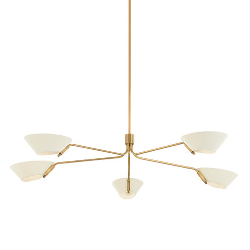 Sacramento Five Light Chandelier in Patina Brass And Soft Sand (67|F8163-PBR/SSD)