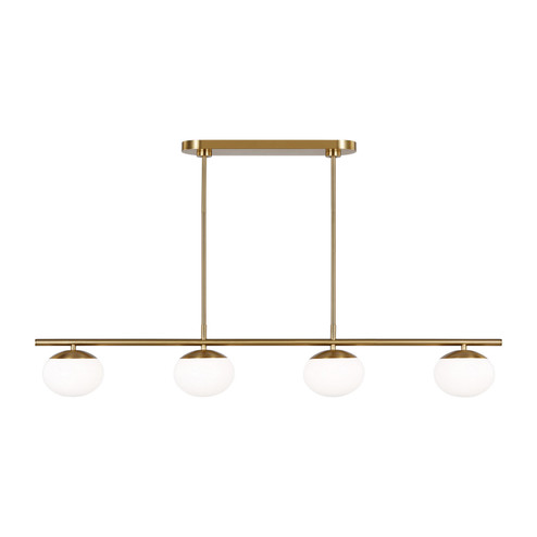 Lune Six Light Linear Chandelier in Burnished Brass (454|EC1276BBS)