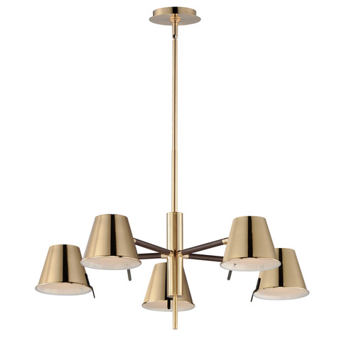 Carlo LED Chandelier in Dark Bronze, Leather, Heritage Brass (16|25175DBZHR)