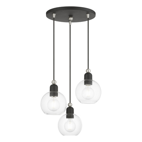 Downtown Three Light Pendant in Black w/Brushed Nickel (107|48973-04) Downtown Three Light Pendant in Black w/Brushed Nickel (107|48973-04)