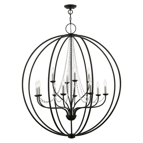 Arabella 12 Light Foyer Chandelier in Black w/Brushed Nickel Finish Candles (107|40919-04)