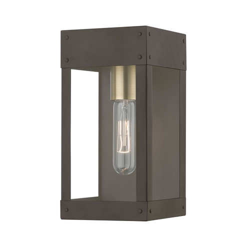 Barrett One Light Outdoor Wall Lantern in Bronze w/Antique Brass Candle (107|20871-07)
