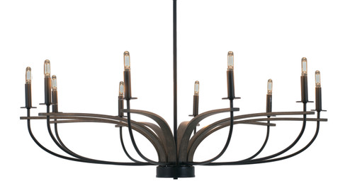 Monterey Ten Light Chandelier in Matte Black & Painted Wood-look (200|2910-MBDW)