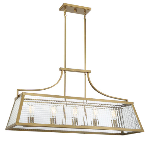 Elias Five Light Linear Chandelier in Warm Brass (159|V6-L1-6841-5-322)