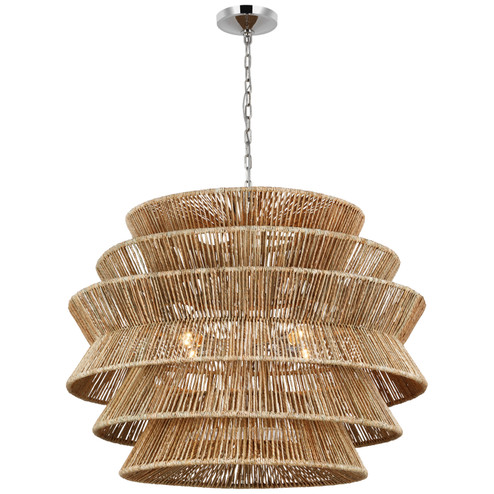 Antigua LED Chandelier in Polished Nickel and Natural Abaca (268|CHC 5017PN/NAB)