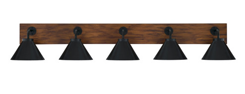 Oxbridge Five Light Bathroom Lighting in Matte Black & Painted Wood-look (200|1775-MBWG-421-MB)