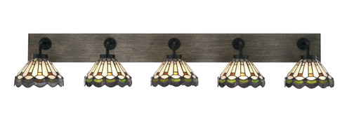 Oxbridge Five Light Bathroom Lighting in Matte Black & Painted Distressed Wood-look (200|1775-MBDW-9395)