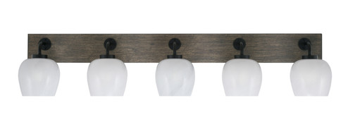 Oxbridge Five Light Bathroom Lighting in Matte Black & Painted Distressed Wood-look (200|1775-MBDW-4811)