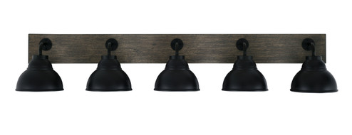 Oxbridge Five Light Bathroom Lighting in Matte Black & Painted Distressed Wood-look (200|1775-MBDW-427-MB)