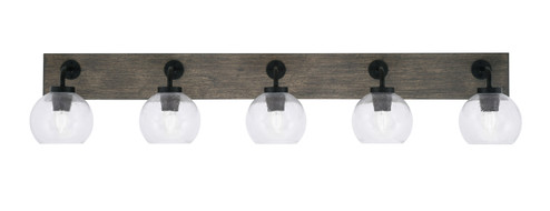 Oxbridge Five Light Bathroom Lighting in Matte Black & Painted Distressed Wood-look (200|1775-MBDW-4100)