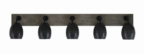 Oxbridge Five Light Bathroom Lighting in Matte Black & Painted Distressed Wood-look (200|1775-MBDW-4029)