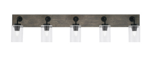 Oxbridge Five Light Bathroom Lighting in Matte Black & Painted Distressed Wood-look (200|1775-MBDW-300)