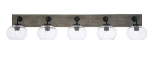 Oxbridge Five Light Bathroom Lighting in Matte Black & Painted Distressed Wood-look (200|1775-MBDW-202)