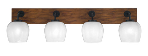 Oxbridge Four Light Bathroom Lighting in Matte Black & Painted Wood-look (200|1774-MBWG-4811) Oxbridge Four Light Bathroom Lighting in Matte Black & Painted Wood-look (200|1774-MBWG-4811)