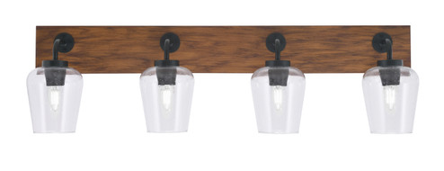 Oxbridge Four Light Bathroom Lighting in Matte Black & Painted Wood-look (200|1774-MBWG-210)