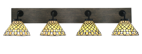 Oxbridge Four Light Bathroom Lighting in Matte Black & Painted Distressed Wood-look (200|1774-MBDW-9415)