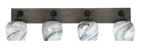 Oxbridge Four Light Bathroom Lighting in Matte Black & Painted Distressed Wood-look (200|1774-MBDW-4819)