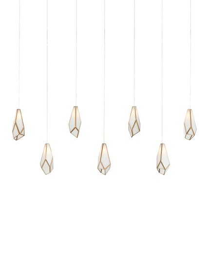 Glace Seven Light Pendant in White/Antique Brass/Silver (142|9000-1072)