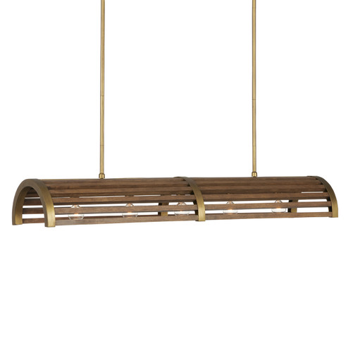Woodbine Chestnut Rectangular Chandelier Five Light Chandelier in Chestnut/Brass (142|9000-0967)