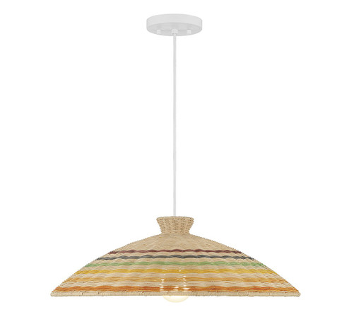 One Light Pendant in Matte White and Natural Rattan Color (446|M7032NRC)