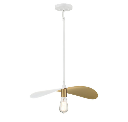 One Light Pendant in White and Painted Gold (446|M7031WHNB)