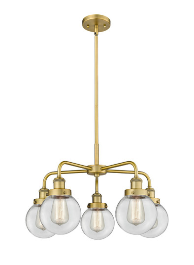 Downtown Urban Five Light Chandelier in Brushed Brass (405|916-5CR-BB-G202-6)