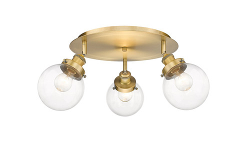 Ballston Urban Three Light Semi-Flush Mount in Brushed Brass (405|916-3C-BB-G202-6)