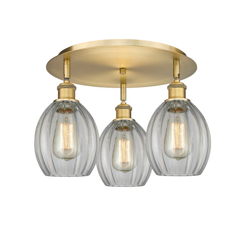 Ballston Three Light Flush Mount in Brushed Brass (405|516-3C-BB-G82)