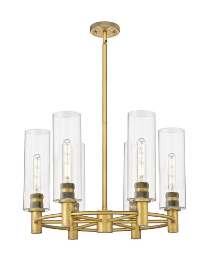 Downtown Urban LED Chandelier in Brushed Brass (405|434-6CR-BB-G434-12CL)