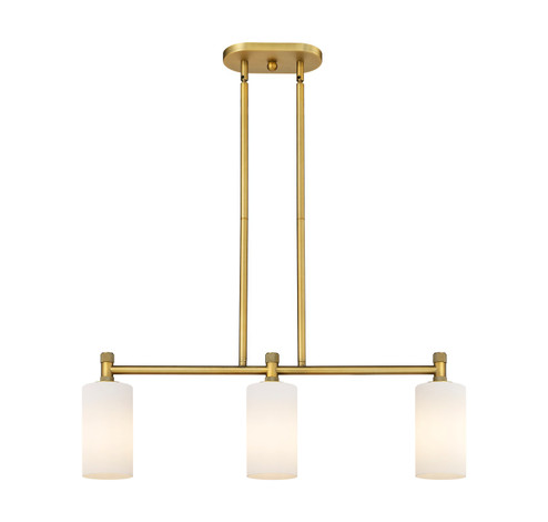 Downtown Urban LED Island Pendant in Brushed Brass (405|434-3I-BB-G434-7WH)
