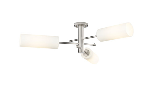 Downtown Urban Three Light Semi-Flush Mount in Satin Nickel (405|434-3F-SN-G434-12WH)