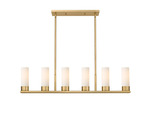 Downtown Urban Six Light Linear Pendant in Brushed Brass (405|429-6I-BB-G429-8WH)