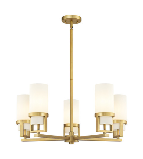 Downtown Urban LED Chandelier in Brushed Brass (405|426-5CR-BB-G426-8WH)