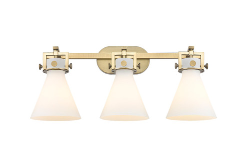 Downtown Urban Three Light Bath Vanity in Brushed Brass (405|411-3W-BB-G411-7WH)