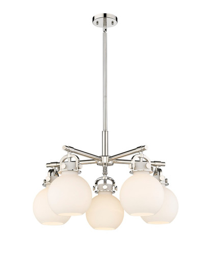 Downtown Urban Five Light Chandelier in Polished Nickel (405|410-5CR-PN-G410-7WH)